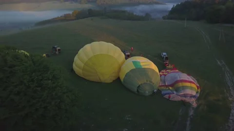 Preparing air balloons for the flight Stock Footage 144554657