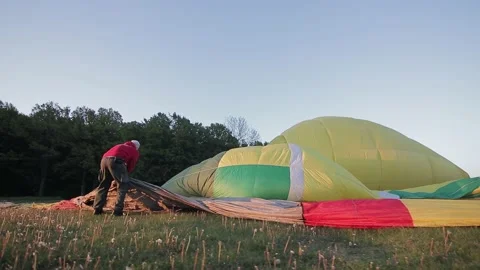 Preparing air balloons for the flight Stock Footage 144560925
