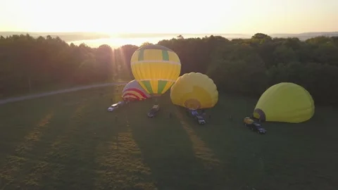 Preparing air balloons for the flight Stock Footage 144563347