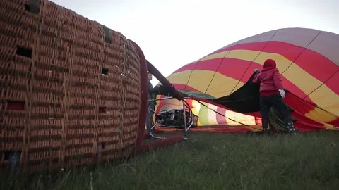 Preparing air balloons for the flight Stock Footage 144563735