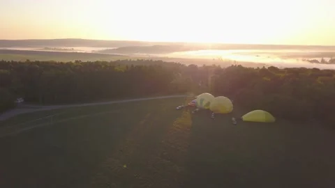 Preparing air balloons for the flight Stock Footage 144564014