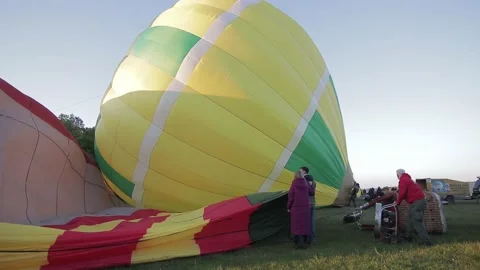 Preparing air balloons for the flight Stock Footage 144565321