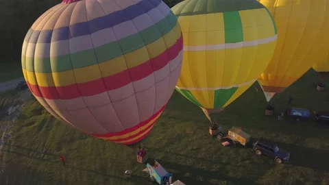 Preparing air balloons for the flight Stock Footage 144567628