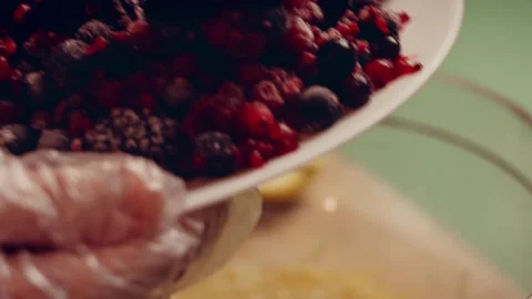 Preparing American flag mixed Berry Pie. Video transition effect Stock Footage 231862455