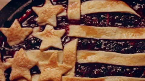 Preparing American flag mixed Berry Pie. Video transition effect Stock Footage 231864695