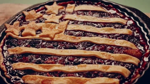 Preparing American flag mixed Berry Pie. Video transition effect Stock Footage 231864736