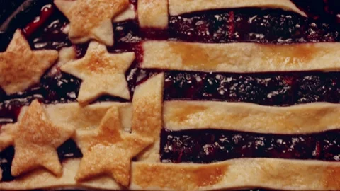 Preparing American flag mixed Berry Pie. Video transition effect Stock Footage 231864794