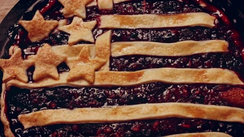 Preparing American flag mixed Berry Pie. Video transition effect Stock Footage 231865077