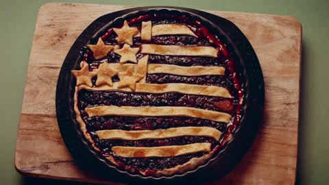 Preparing American flag mixed Berry Pie. Video transition effect Stock Footage 231865372
