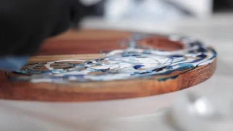 Preparing and applying resin, arts and crafts Stock Footage 158711795