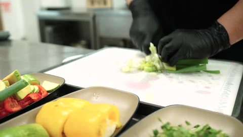 Preparing and Chopping Various Fresh Vegetables with Knife 動画素材 335614084
