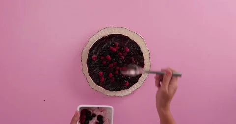 Preparing and serving a cheesecake Video stock 133820225