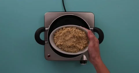 Preparing and serving quinoa burger Stock Footage 132145651