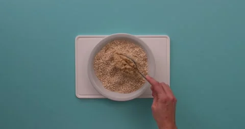 Preparing and serving quinoa burger Stock Footage 132145867