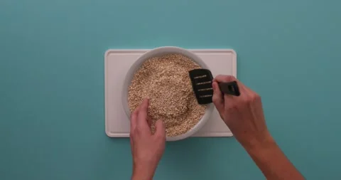 Preparing and serving quinoa burger Stock Footage 132145868