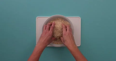 Preparing and serving quinoa burger Stock Footage 132145869