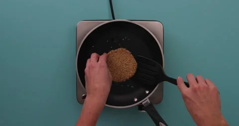 Preparing and serving quinoa burger Stock Footage 132145906