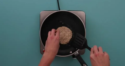 Preparing and serving quinoa burger Stock Footage 132145924