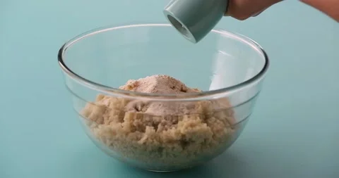 Preparing and serving quinoa burger Stock Footage 132146010