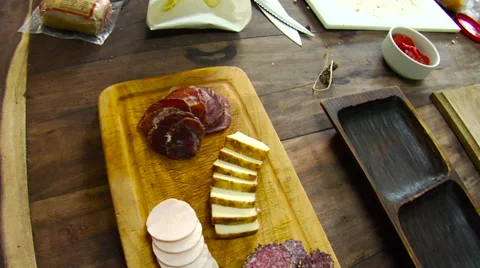 Preparing Appetizers on Board in Kitchen 02 Video stock 54182204