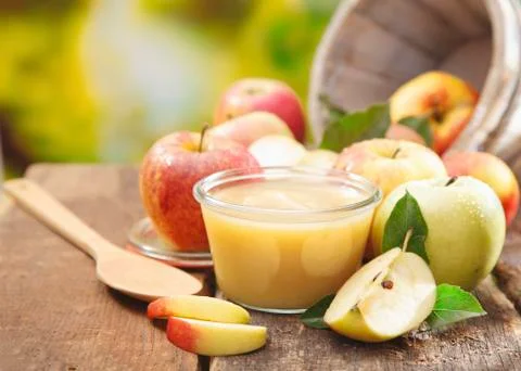 Preparing apple puree or sauce Stock Photos
