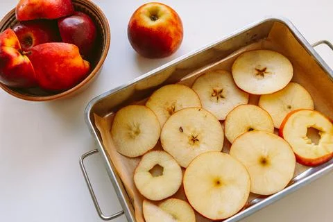 Preparing apples for drying Stock Photos