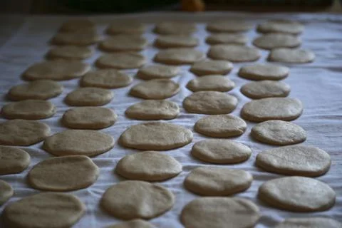 Preparing arabic oriental pita bread Stock Photos