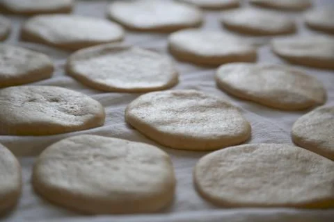 Preparing arabic oriental pita bread Stock Photos