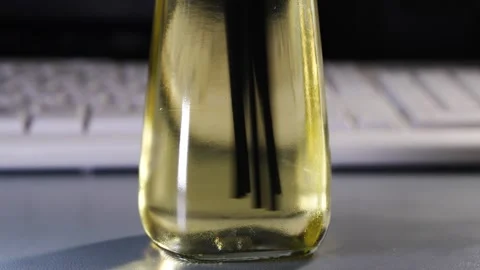 Preparing aroma diffuser liquid with essential oils Stock Footage 336557393