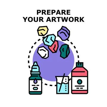 Preparing artwork materials for creative design process Stock Illustration