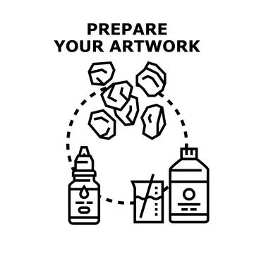 Preparing artwork materials for creative design process Stock Illustration