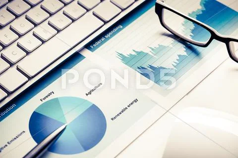 Preparing average sales report Stock Photos