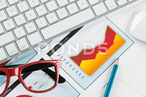 Preparing average sales report Stock Photos