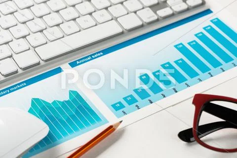 Preparing average sales report Stock Photos