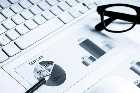 Preparing average sales report Stock Photos