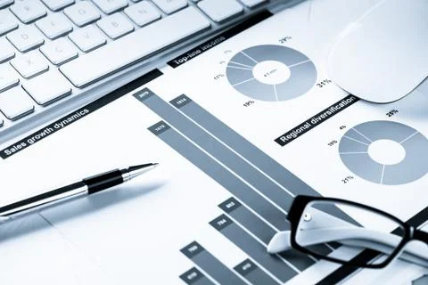 Preparing average sales report Stock Photos