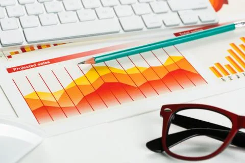 Preparing average sales report Stock Photos