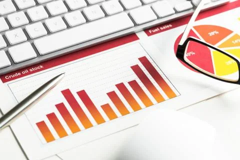 Preparing average sales report Stock Photos