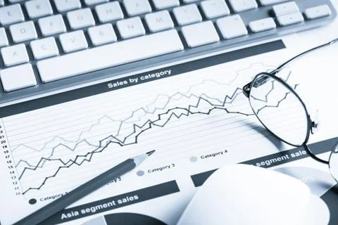 Preparing average sales report Stock Photos