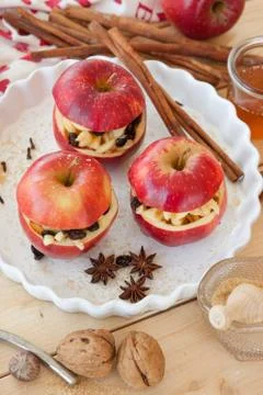 Preparing backed apples Stock Photos