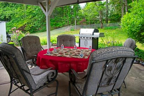 Preparing for a Backyard BBQ Stock Photos