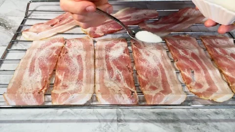 Preparing Bacon Strips Stock Footage 319021232