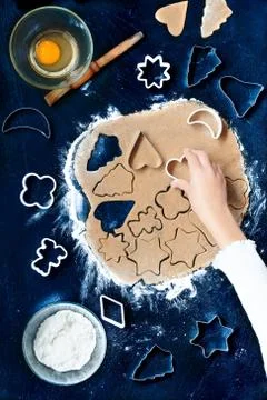 Preparing for baking and decorating Christmas gingerbread cookies Stock Photos