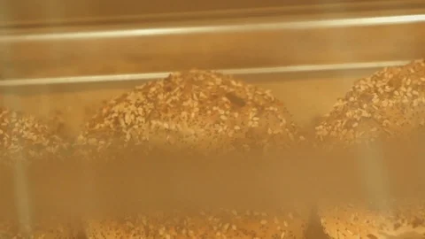Preparing &amp; Baking Delicious New York Style Bagels In A Cafe Bakery Deli Stock Footage 123674118