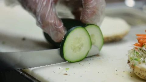 Preparing &amp; Baking Delicious New York Style Bagels In A Cafe Bakery Deli Stock Footage 123674367