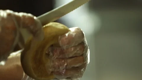 Preparing &amp; Baking Delicious New York Style Bagels In A Cafe Bakery Deli Stock Footage 123674390