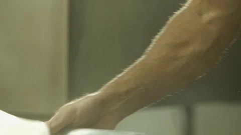 Preparing &amp; Baking Delicious New York Style Bagels In A Cafe Bakery Deli Stock Footage 123674554