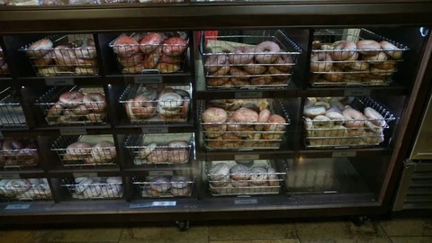 Preparing &amp; Baking Delicious New York Style Bagels In A Cafe Bakery Deli Stock Footage 123878218
