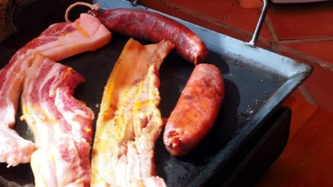 Preparing barbecue on a electrical modern grill Stock Footage 220608930