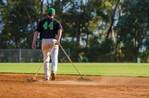 Preparing baseball field Stock Photos